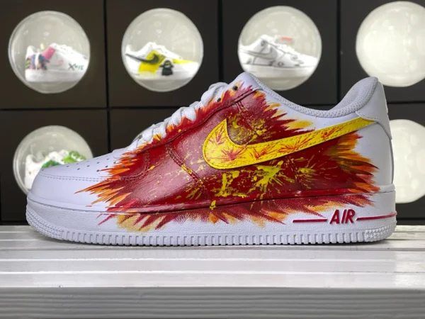 Red Maple Leaf Autumn Fireworks Custom Air Force 1