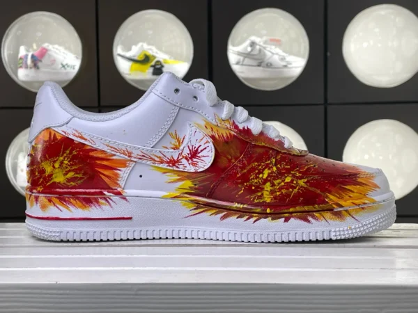 Red Maple Leaf Autumn Fireworks Custom Air Force 1 - Image 3