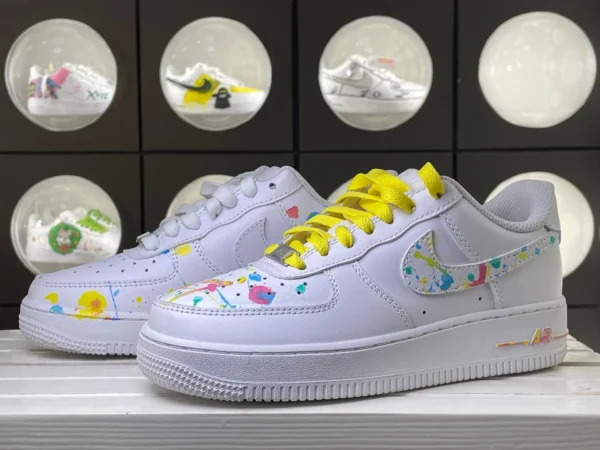 Colorful Splatter Graffiti Yellow Laces Custom Air Force 1 - Image 5