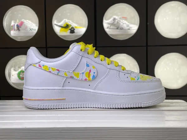 Colorful Splatter Graffiti Yellow Laces Custom Air Force 1 - Image 3