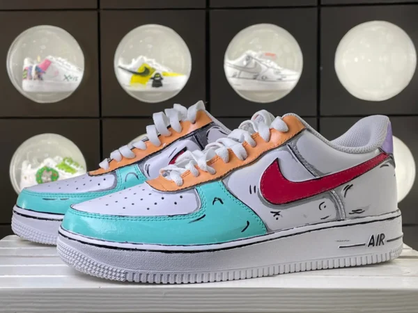 Mint Green Orange Red Hook Graffiti Custom Air Force 1 - Image 5