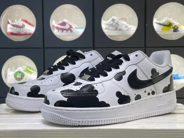Dairy Spots Black & White Cow Print DIY Custom Air Force 1 - Image 5