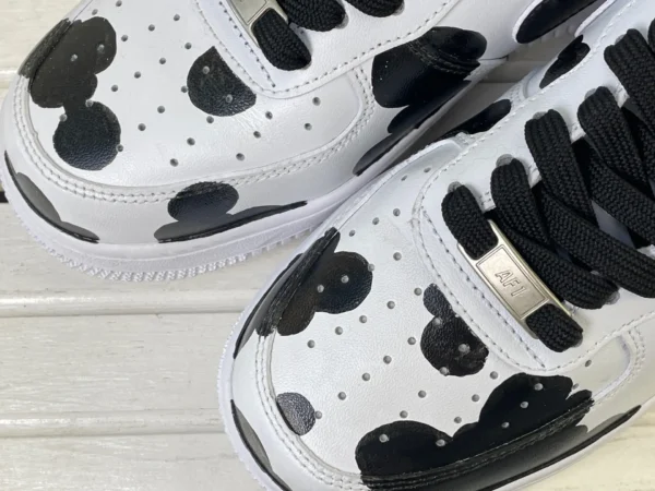 Dairy Spots Black & White Cow Print DIY Custom Air Force 1 - Image 6
