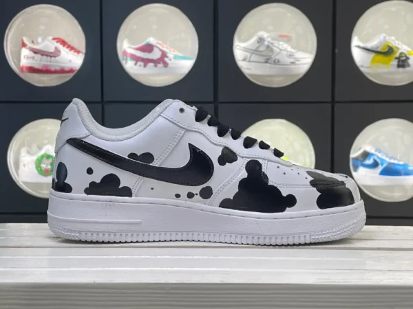 Dairy Spots Black & White Cow Print DIY Custom Air Force 1 - Image 3