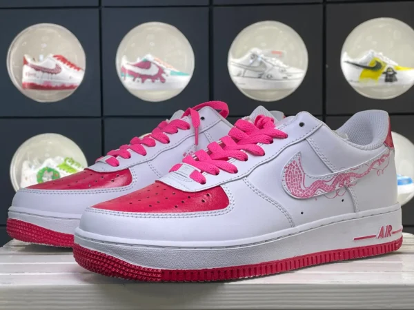 Pink Viper Red & White Snake Pattern DIY Custom Air Force 1 - Image 5