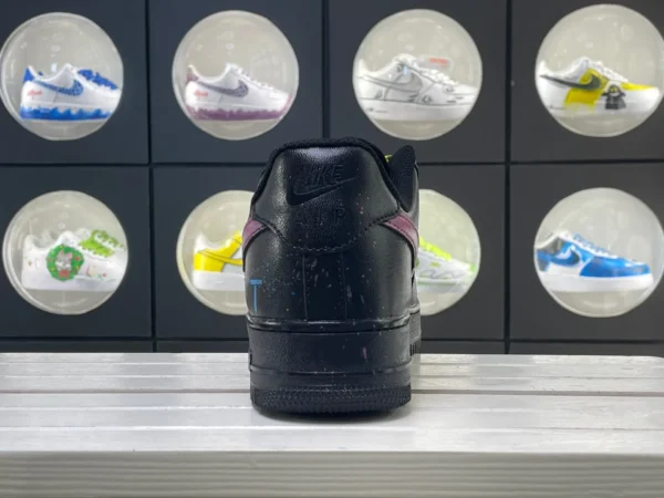 Black Graffiti Smile Flower Yellow Laces Pink Hook Custom Air Force 1 - Image 2