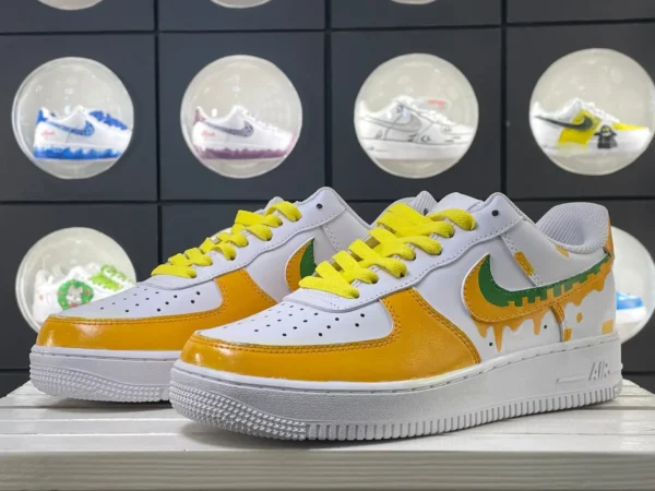 Yellow White Green Accent Flowing Graffiti Custom Air Force 1 - Image 5