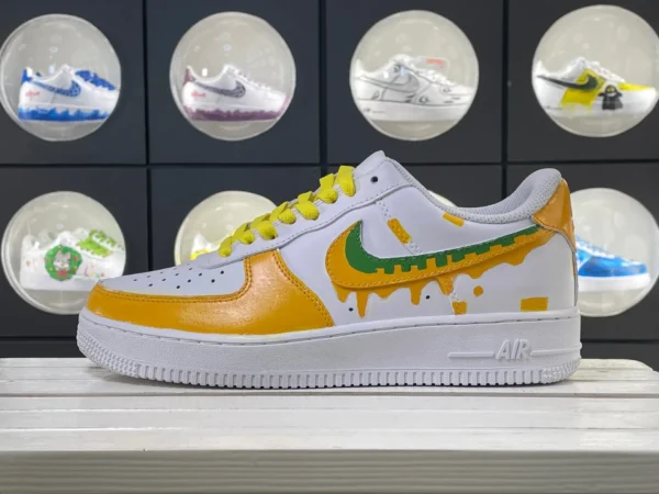 Yellow White Green Accent Flowing Graffiti Custom Air Force 1