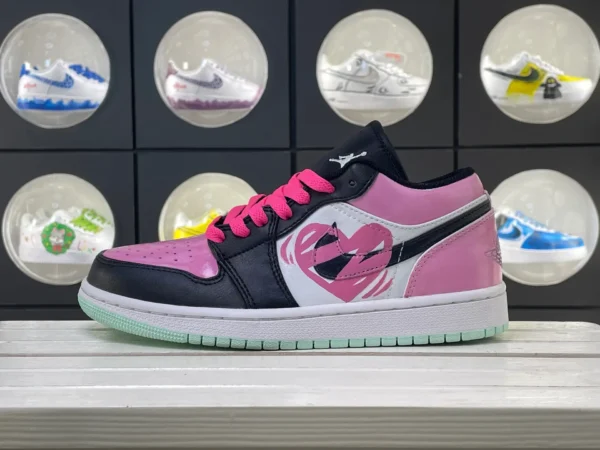 Black Pink Heart Graffiti Mint Sole Custom Air Force 1