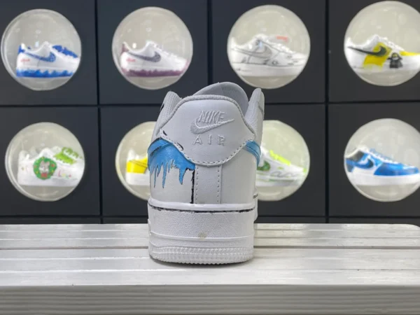 White Blue Melting Effect Graffiti Custom Air Force 1 - Image 2