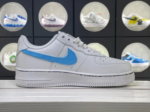White Blue Melting Effect Graffiti Custom Air Force 1 - Image 3