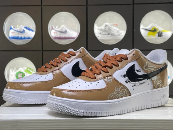 China Chic White Brown Splatter Cloud Custom Air Force 1 - Image 5