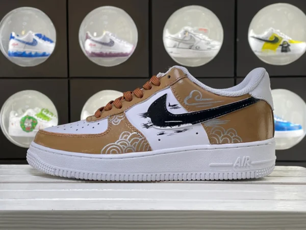 China Chic White Brown Splatter Cloud Custom Air Force 1