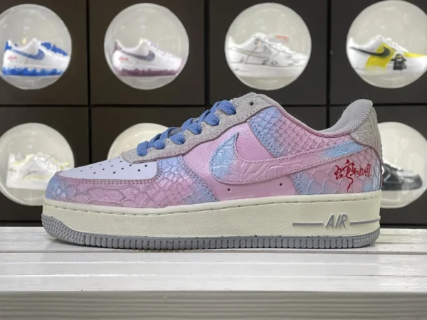 Pink Blue Snake Pattern Graffiti Custom Air Force 1