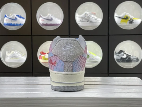 Pink Blue Snake Pattern Graffiti Custom Air Force 1 - Image 2