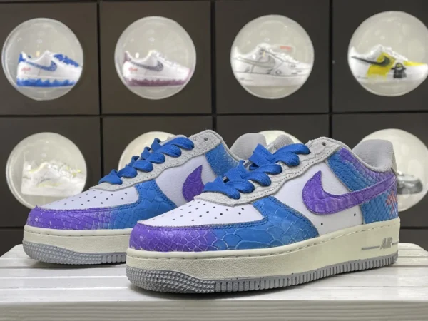 Blue Purple Gradient Snake Pattern Custom Air Force 1 - Image 5