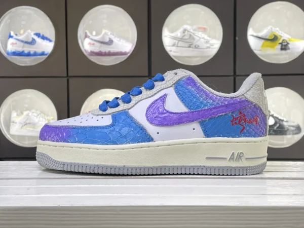 Blue Purple Gradient Snake Pattern Custom Air Force 1