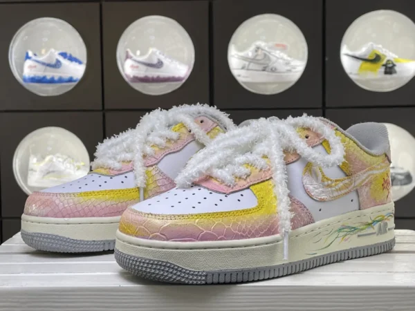 Gradient Snake Texture Furry Laces Custom Air Force 1 - Image 5
