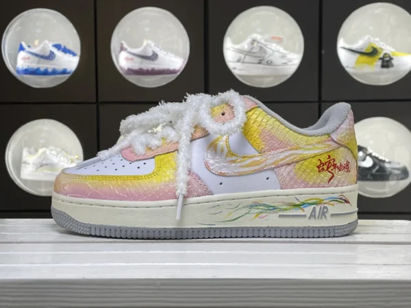 Gradient Snake Texture Furry Laces Custom Air Force 1