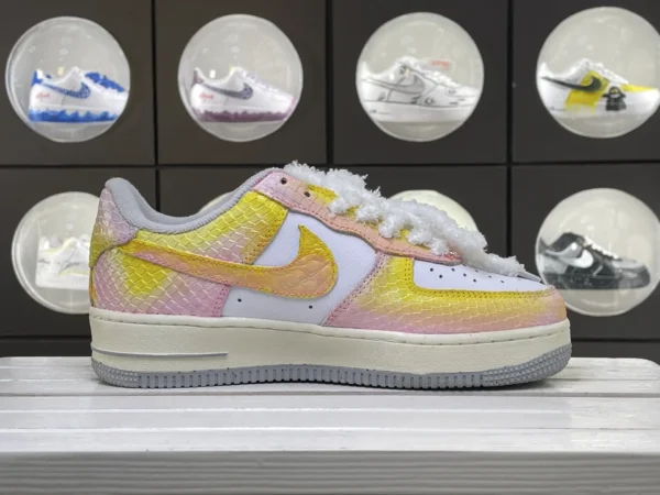 Gradient Snake Texture Furry Laces Custom Air Force 1 - Image 3