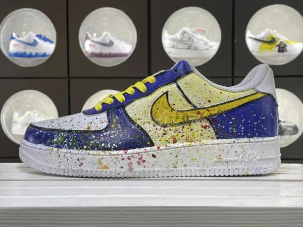 Blue White Yellow Splatter Graffiti Artistic Custom Air Force 1