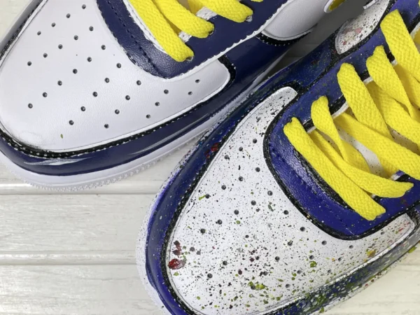 Blue White Yellow Splatter Graffiti Artistic Custom Air Force 1 - Image 6