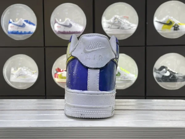 Blue White Yellow Splatter Graffiti Artistic Custom Air Force 1 - Image 2
