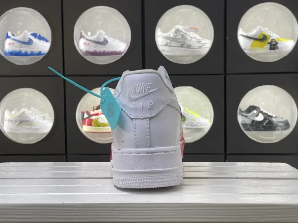 Red White Artistic Painting Splatter Custom Air Force 1 - Image 2