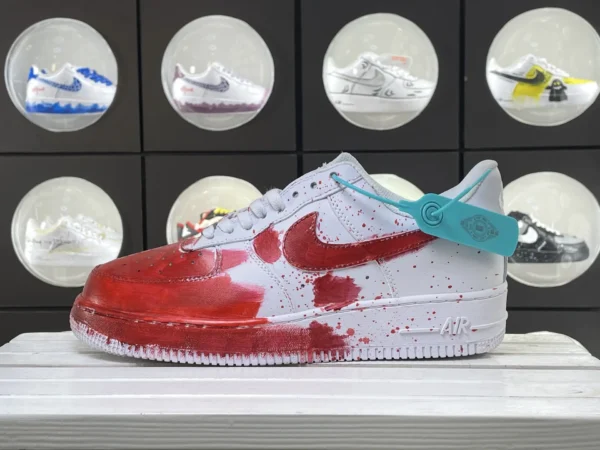 Red White Artistic Painting Splatter Custom Air Force 1