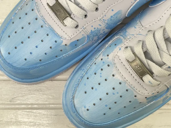 Blue White Cloud Sky Splatter Artistic Custom Air Force 1 - Image 6