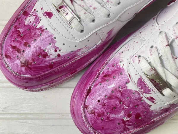 Pink White Abstract Art Splatter Custom Air Force 1 - Image 6