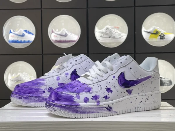 White Purple Nebula Splatter Graffiti Custom Air Force 1 - Image 5