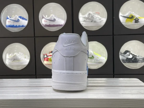 Blue White Wave Surge Ink Splatter Custom Air Force 1 - Image 2