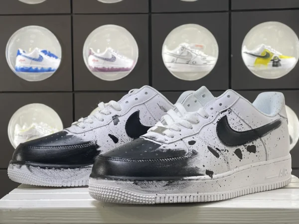 Black White Ink Splatter Avant Garde Custom Air Force 1 - Image 5