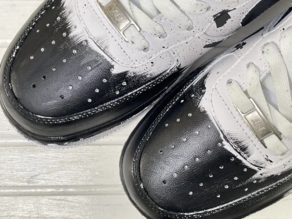 Black White Ink Splatter Avant Garde Custom Air Force 1 - Image 6