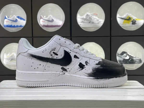 Black White Ink Splatter Avant Garde Custom Air Force 1 - Image 3