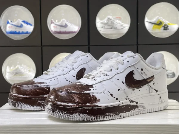White Brown Coffee Splatter Graffiti Custom Air Force 1 - Image 5