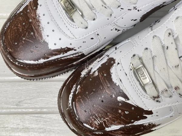 White Brown Coffee Splatter Graffiti Custom Air Force 1 - Image 6