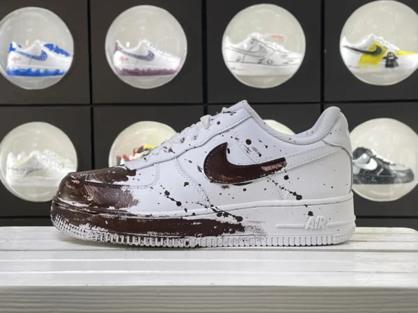 White Brown Coffee Splatter Graffiti Custom Air Force 1