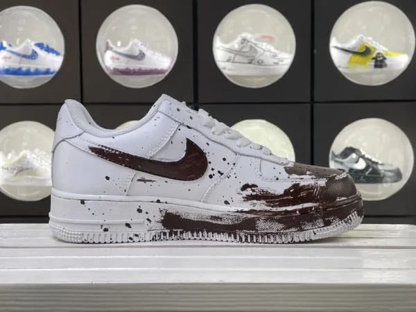 White Brown Coffee Splatter Graffiti Custom Air Force 1 - Image 3