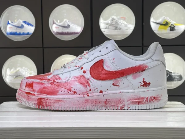 Red White Artistic Fantasy Ink Splatter Custom Air Force 1