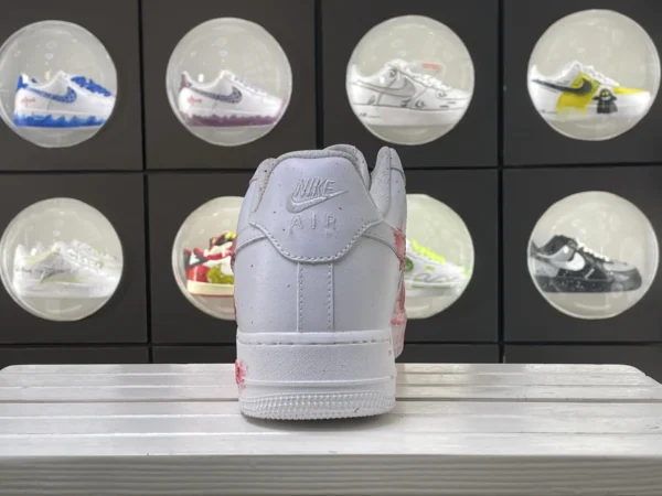 Red White Artistic Fantasy Ink Splatter Custom Air Force 1 - Image 2