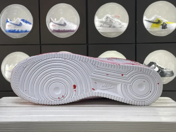 Red White Artistic Fantasy Ink Splatter Custom Air Force 1 - Image 4