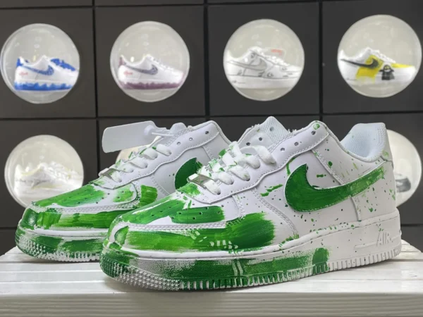 White Green Spring Bold Splatter Graffiti Custom Air Force 1 - Image 5