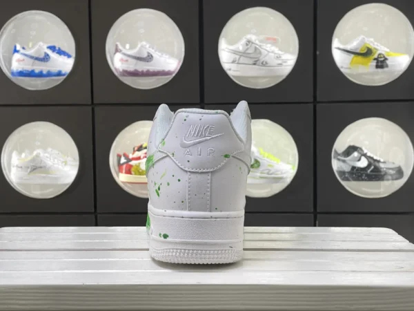 White Green Spring Bold Splatter Graffiti Custom Air Force 1 - Image 2