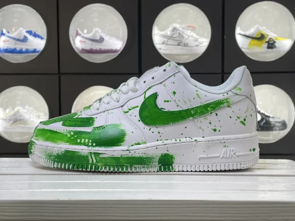 White Green Spring Bold Splatter Graffiti Custom Air Force 1