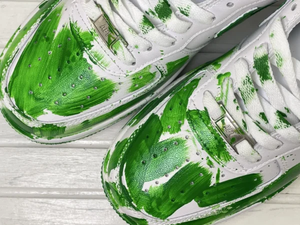 White Green Spring Bold Splatter Graffiti Custom Air Force 1 - Image 6
