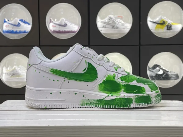 White Green Spring Bold Splatter Graffiti Custom Air Force 1 - Image 3