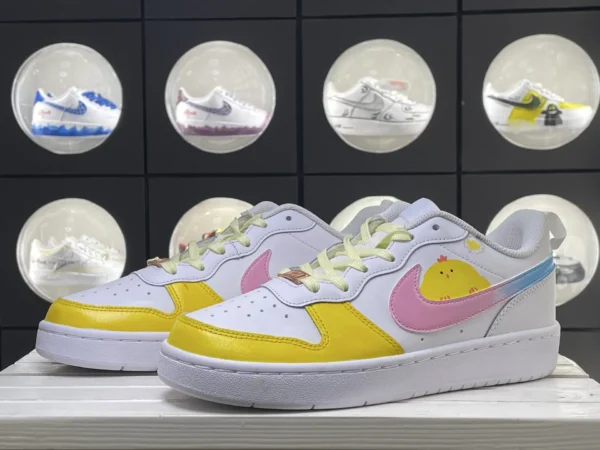 Cute Chicken Pattern Yellow Pink Blue Custom Air Force 1 - Image 5