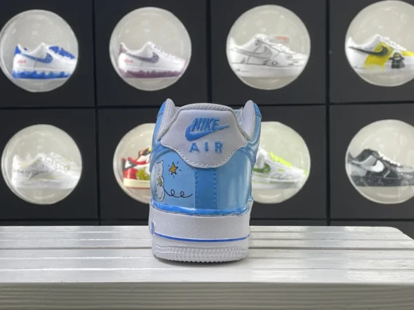 Pink Blue Sweet Bear Note Pattern Custom Air Force 1 - Image 2